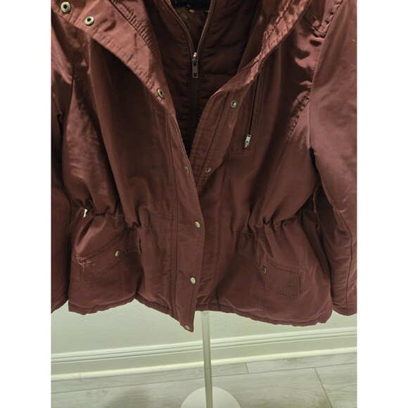 Talbots XLP Red/Burgundy 80% Down Jacket Parka Zip Snap Closure Y2K Cargo - Picture 7 of 13